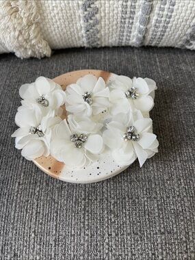 Set of 6 Ivory Mini Chiffon Flower Trim